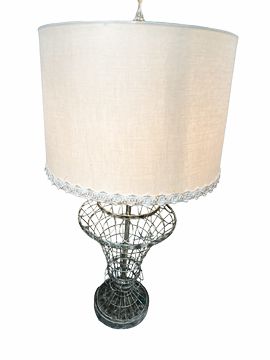 Vintage Wire Lamp w/ Lace 30.5"x15"