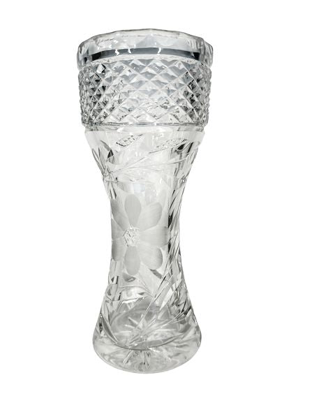 Antique Cut Crystal Flower Vase, 9"h