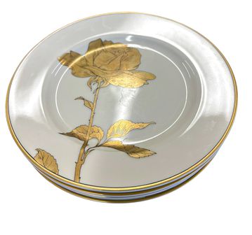 Set of 4 Fitz & Floyd "Golden Rose" plates, 7.5" diam.