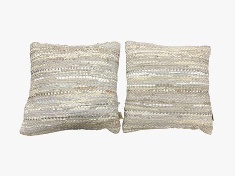 Hand Woven Leather Gold & Silver Leather Pillows 18" x18"