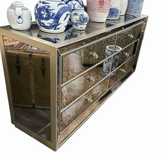 Omni Z Gallerie 6-drawer mirrored dresser, 36" h, 72.2" w x 20" d