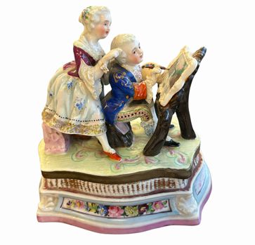 Dresden (Germany) porcelain covered inkwell, ca. 1850