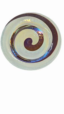 Contemporary Swirl Pattern on White Glass Platter 17.5" Diam