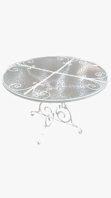 Round Glass Top Patio Table (Wht, 40"d)