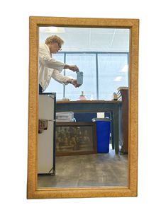 Mid-century Henry Link mirror w/ lacquered rope-bound frame, 42x25.5"