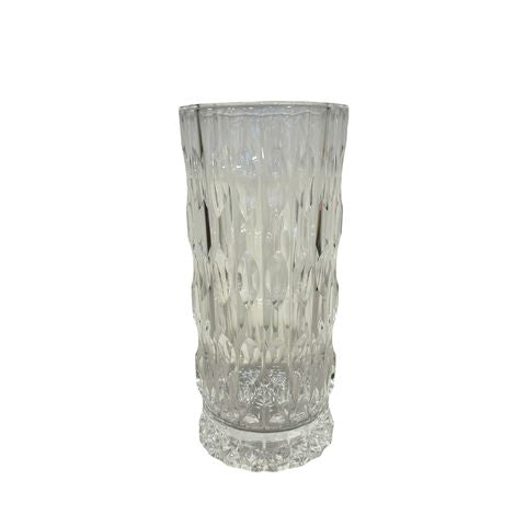 Clear Crystal Grooved Vase 10"H