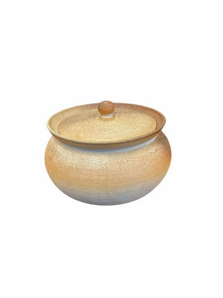 Handmade Fired-Clay Pot w/lid, 8x5.5"