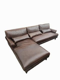 Maxwell Leather Sectional, Left Chaise, 98"W x 37"D x 32"H