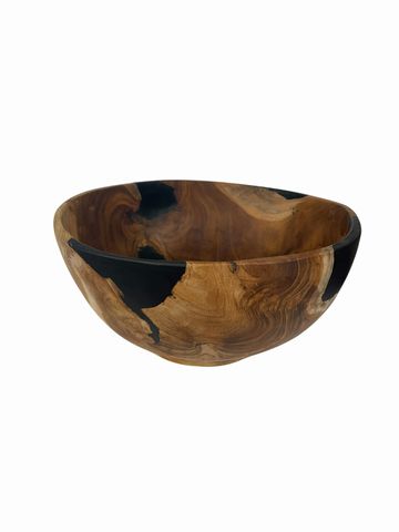 Wood & resin salad bowl, 11Dx5H