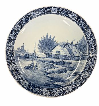 Delft Boch Belgium blue platter, 15.25" diam.