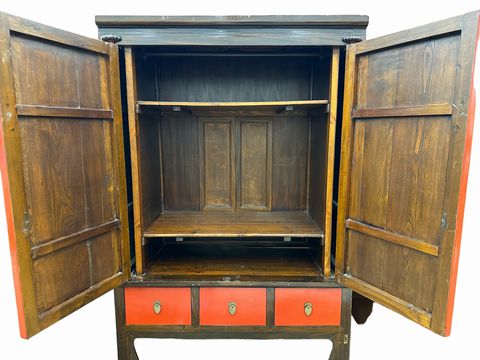 Antique Asian Armoire Cabinet, 48x44x23.5"