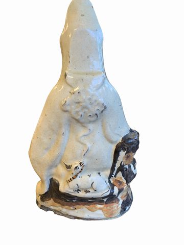 Vintage Porcelain Guanyin-Bodhisattva Of Compassion w/Wooden Base 10x6"