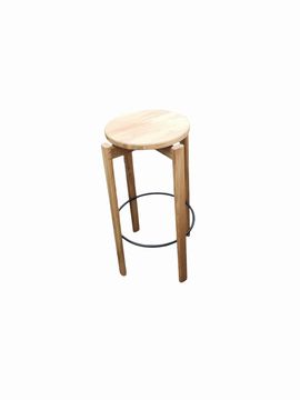 Passage Stool, Natural Oak/ Black Ring (Set of 2)