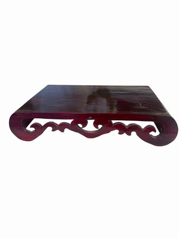 Asian lacquered wooden stand, mahogany, 11.5x7.75x2.25H