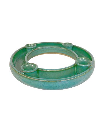 Pottery/ Round Green Candle Holder10"rd