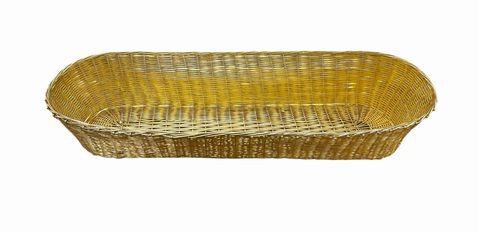 Gold bread basket, 13.75x6x3.25"