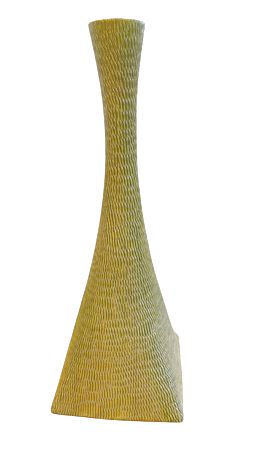 Tall conical textured ceramic green vase, 20.5" h