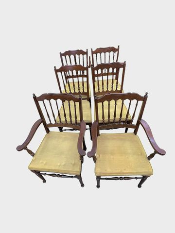 Pair Antique Captain's Chairs 37"x19"x20"