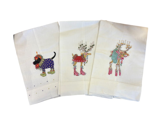 Set of 3 MacKenzie-Childs holiday tea towels