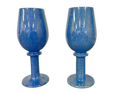 Pair of Lapis Lazuli goblets, 7.5" h