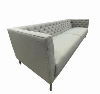 Button tufted sofa w/polyester/linen upholstery, 28.5H 92W 34D