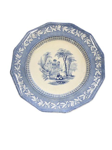 Antique Transferware Blue/Wht Plate 10"