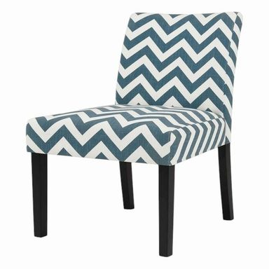 Armless Carribean Blue / White Chevron Chair