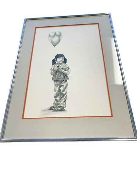 Pairr Of Framed Charcoal Originals- Boy& Girl 26"x18"