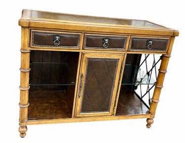 Ferguson Copeland Campaign Style Faux Bamboo, Leather, Iron & Copper Top Bar