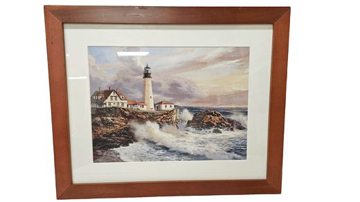 Decor Print Lighthouse w Sea Spray 19"Hx23"W