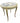 French-style antique white/gold round side table w/ black/pink marble top, 29" h