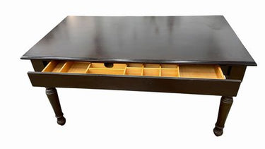 Solid wood desk w/ compartmentalized drawer, 31H. 59.75W. 33D.