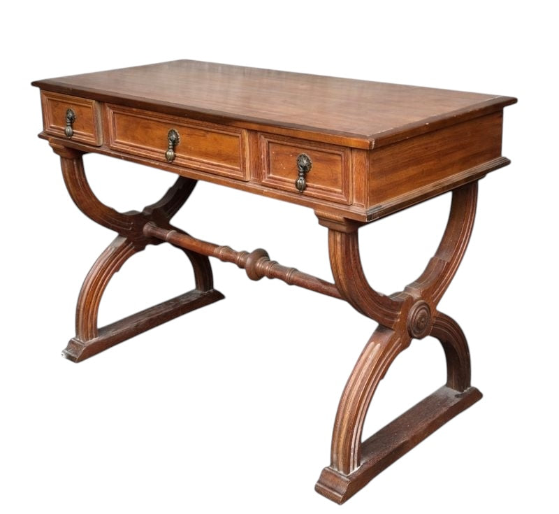 Drexel solid oak English late Regency-style hall table, 42x20x29