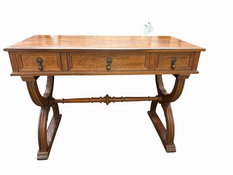 Drexel solid oak English late Regency-style hall table, 42x20x29