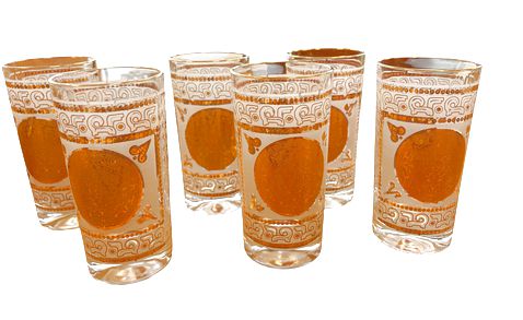 Set of 6 Hazel Atlas MCM highball glasses, 5.5" h