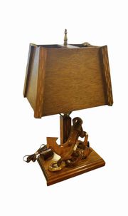 Wooden Lamp w/ Wooden Anchor Decoration 18"t