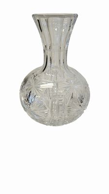 Cut Glass Vase 9"Hx6"D