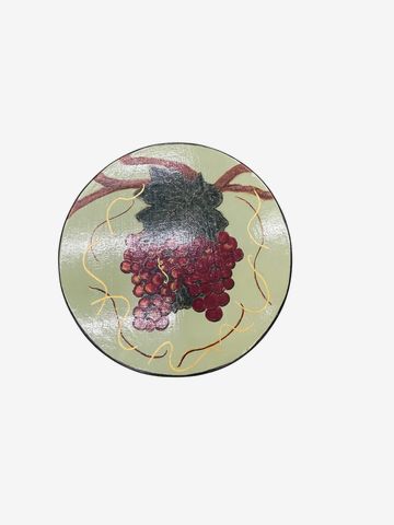 Handpainted stool w/grape motif, 30H. 14.5D.