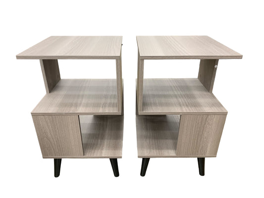 Modern gray laminate end tables, 15.75x15.75x27.5"