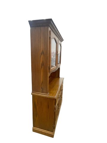 Oak 2-piece hutch, 79H. 48W. 18D.