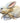 White chiseled wood-look papier mache rabbit, 6.5" h, 10.5" w, 4.5" d