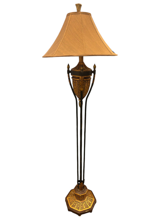 Ornate Floor Lamp (Black+Gold, 64"h)