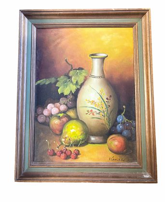 Framed original oil still life, signed, 19x15"