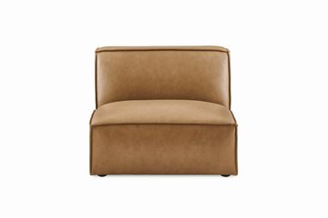 Jonathan Leather Armless Chair, Caramel, 34.5"W x 39"D x 27.5"H