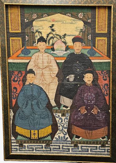 Fashioned  Print on Canvas, "Chinese Family Portrait"  34"H x 26"W