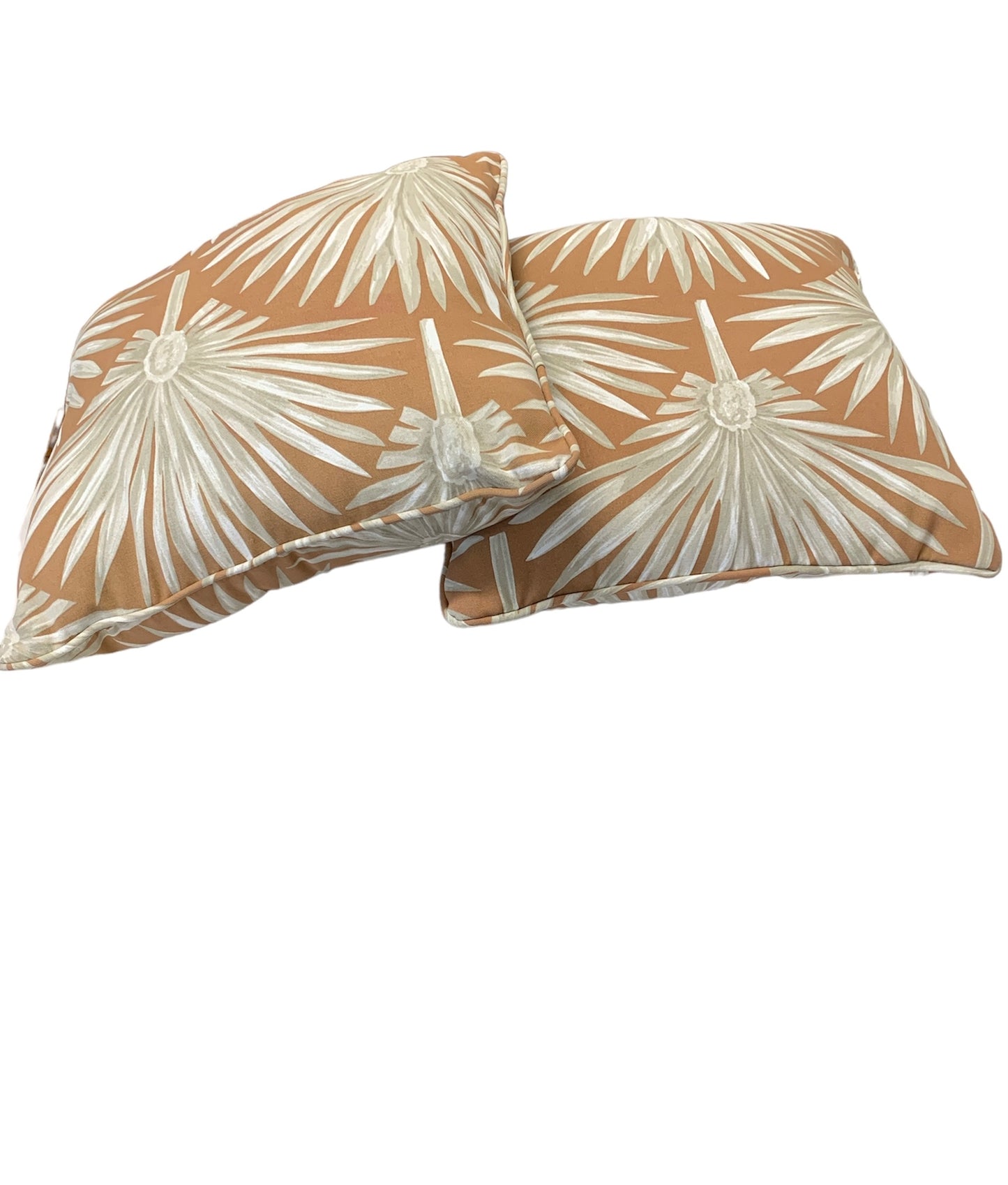 Outdoor/Indoor Beige Palm Pillow 16"Sq.