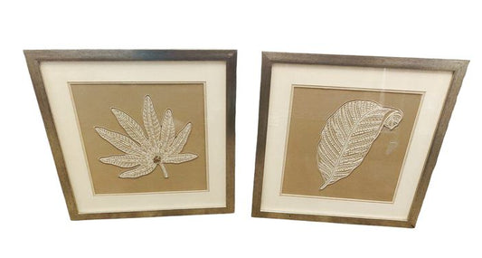 Pair of Framed Nature Appliques 20"x20"