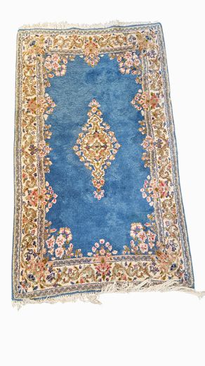 Lt Blue Iranian Wool  Rose Plush Oriental Rug 6"x 3"