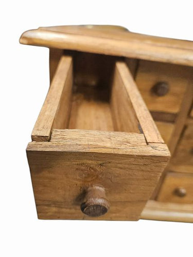 20thc Oak Apothecary Cabinet 18 Drawers 14"H X 16"W X 12"D