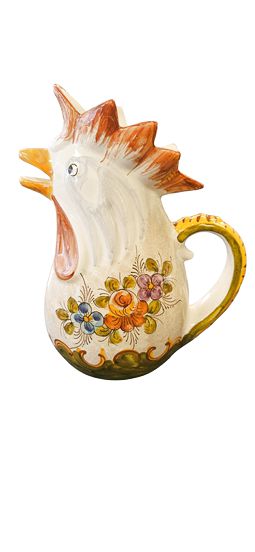 Italian Rooster Pitcher, Signed Minori 10.5"h x 8"w